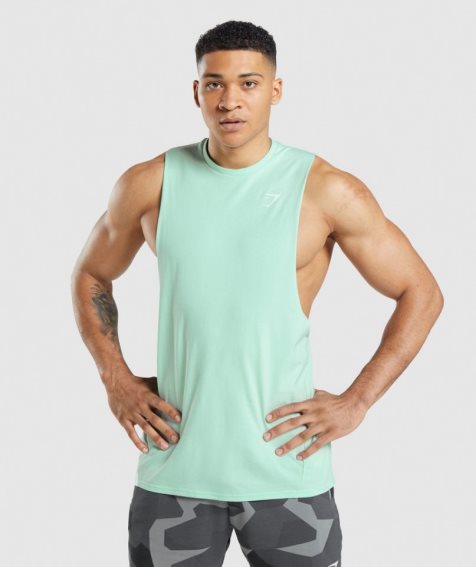 Men's Gymshark Critical Drop Arm Tanks Mint | NZ 1VCQFH